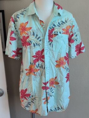 Volcom Aqua Floral Short-Sleeve Camp Shirt